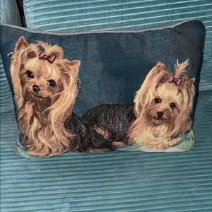 Vintage Linda Picken Yorkie dog tapestry-style accent pillow